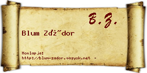 Blum Zádor névjegykártya